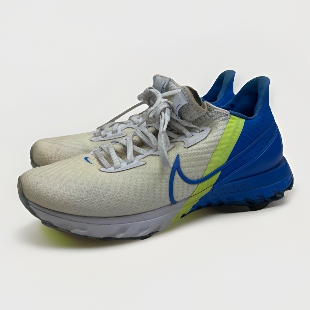 Nike Air Zoom Infinity Tour Flyknit Men's 8 White Blue Volt Golf Shoe CT0540-102
